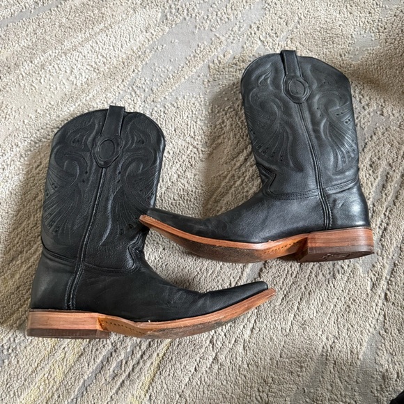 Aguila Real Black Leather Cowboys Boots Western Made in Mexico pointy toe 8 main image 8